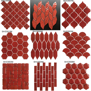 Trung Quốc màu đỏ tùy chỉnh thiết kế nhiều kích thước hình dạng lõm và lồi bề mặt nghệ thuật sứ sàn gạch - Product Image 2