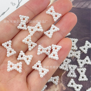 Pinzas para el Cabello con Lazo de Perlas, Color Blanco Perla, Acrílico, Joyería DIY, Accesorios para Bodas - Product Image 1