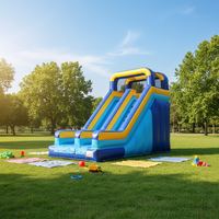 Château gonflable pour enfants avec toboggan aquatique et sec, structure de saut gonflable combinée en plastique 6x6m, garantie 1 an, usage commercial