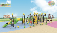 Structure de jeu extérieure pour enfants, avec filet d'escalade, barres de grimpe, structure de jeu en acier et plastique, pour 5 à 10 enfants, marque JQL