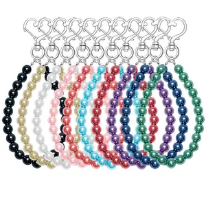 Perla mano muñeca cordón llavero muñequera Correa pulsera para llaves decoración perlas borla cordón colgante encanto teléfono acrílico Correa