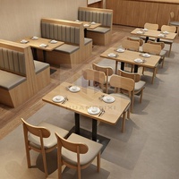 Vente de gros Mobilier commercial en bois pour café et hôtel Nouveau style moderne de restauration rapide Ensemble de table avec banquette personnalisée pour restaurant