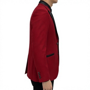Veste de smoking rouge royal pour homme en mélange de laine, simple boutonnage, revers cranté, bordure noire, tenue de cérémonie confortable pour mariage et soirée - Product Image 4