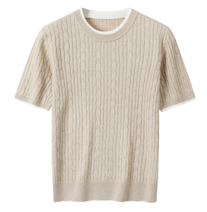 Maglione Vintage da <span class=keywords><strong>Donna</strong></span> a Due Pezzi, Semplice, Bicolore, a Maniche Corte, Casual, in <span class=keywords><strong>Maglia</strong></span>, Spandex/Cotone, Girocollo, Spessore Standard - Product Image 6
