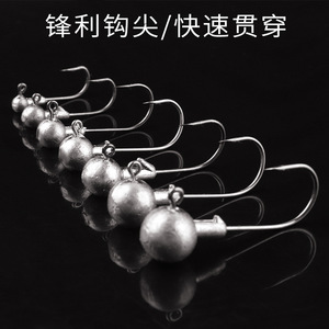 Hameçons à tête plombée, différentes tailles, de 1 à 14 grammes, accessoires pour pêche en eau douce, appâts souples, design à rainures en forme de sang - Product Image 4