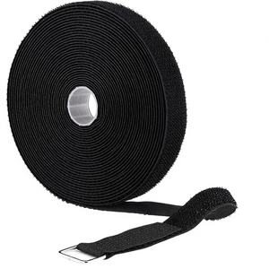 1x32ft PVC verstelbare, op lengte te snijden spanbanden met 50 metalen gespen, herbruikbaar, zwarte klittenbandsluiting - Product Image 1