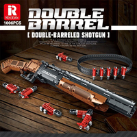 Reobrix 77028 Arme de la Seconde Guerre mondiale, pistolet à double tir, pistolet à main, assemblage DIY, briques de construction en plastique, jouets militaires