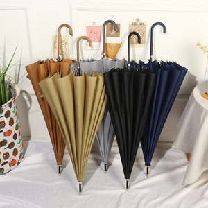 16-Rib Straight Umbrella Large Size Curved Handle Windproof Sunshade Umbrella For Rain And Sun Protection - Product Image 1