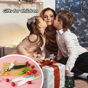 Jeu de couteaux personnalisés pour enfants, respectueux de l'environnement, OEM, ODM, ensemble de couteaux de cuisine en plastique multifonctions, conception mains libres pour légumes et fruits - Product Image 5