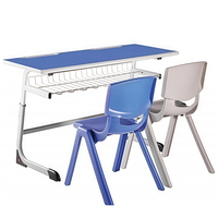 Meubles de classe bon marché, bureau scolaire double combiné, bureau scolaire double pour 2 étudiants, bureau scolaire universitaire double