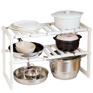 2 Tier Expandable Shelf Rack Under Sink Storage Organizer