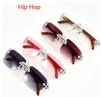Lunettes de soleil pour femme style Hip Hop, en argent sterling, serties de moissanite VVS, motif croix chromée, effet glacé