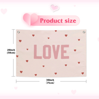 Drapeau en toile personnalisable 50x75cm pour la Saint-Valentin, décoration de chambre, techniques d'impression numérique durables et texturées pour les graphiques