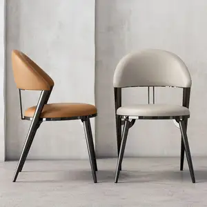 Dining Chair Nordic Luxury Black Gold Leather Home Modern Restaurant Dinning Chairs Set Dining Room Furniture For Dining Table