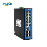 Switch PoE industriel géré L2+ 8 ports Gigabit PoE, 2 ports RJ45 Uplink, 4 ports SFP fibre, montage sur rail DIN, IP40, switch Ethernet