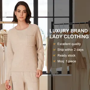 Luxuskleidung Großhandel hochwertige Damenkleidung Kaschmirwolle Pullover Dropshipping kostenloser Versand niedriges Moq-Angebot