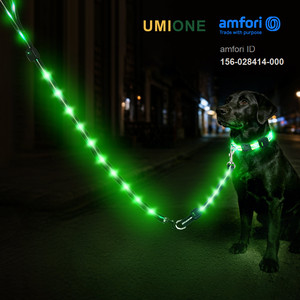ปลอกคอสุนัขแบบกันน้ำพร้อมสายจูงและสายต่อขยายแบบ USB-C พร้อมไฟ LED สำหรับเดินเล่นตอนกลางคืนเพื่อความปลอดภัย ผลิตตามมาตรฐาน BSCI คุณภาพพรีเมียม - Product Image 1