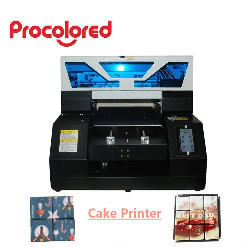 Procolored Warna-warni Biskuit Macaron Kue Ulang Tahun Flatbed Printing Mesin Edible Ink Makanan Printer