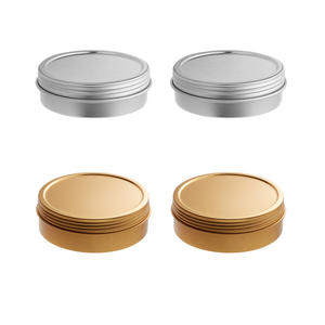 Металлические косметические банки объемом 2 унции, 60 мл, штабелируемые неглубокие круглые жестяные банки, алюминиевая коробка с противоскользящей крышкой - Product Image 3