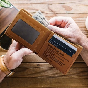 For Personalized Short Slim Leather Embossed Polyester Custom Engraved RFID Blocking Husband Son Birthday Christmas Gift - Product Image 3