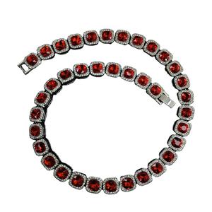 2024 ההיפ הופ החדש שרשרת רובי מרובע גברים סביב piplum rhinestone אופנה שרשרת הקובה נשים - Product Image 1