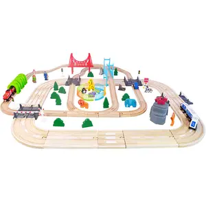 Çocuk eğitim oyun DIY tren demiryolu rayı ahşap tren seti oyuncak çocuklar için tren oyuncak