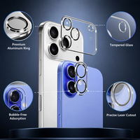Protection d'objectif d'appareil photo HD anti-rayures complète en verre trempé pour iPhone 14 15 Plus 16 17 18 Pro Max