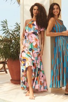 2025 personnalisé en gros femmes été robes de plage Vintage imprimé fleuri 100% rayonne Style hawaïen femmes sans manches robes de plage