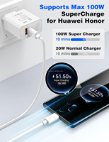 Chargeur Rapide EU 100W SuperCharge Type-C pour Huawei Honor 200 Pro 200 Lite Magic7 6 5 4 3 Lite, Chargeur PD USB-C 100W avec Câble USB-C