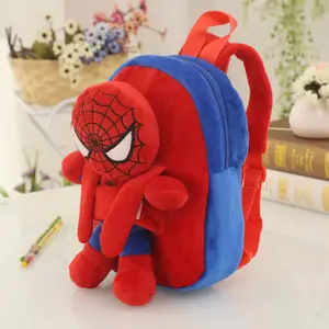 YWMX Fashion Anime Character Spider Man Plush Backpack Removable Bat Man Plush Toy Backpack Festival Gift 4 Colors