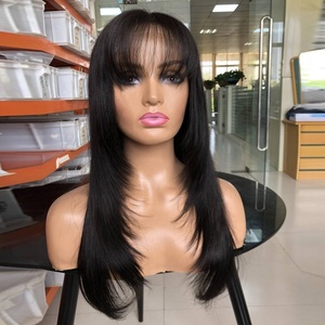 Perruque en dentelle 5x5 sans colle, prête à porter, <span class=keywords><strong>avec</strong></span> <span class=keywords><strong>frange</strong></span>, <span class=keywords><strong>coupe</strong></span> dégradée, en <span class=keywords><strong>cheveux</strong></span> naturels - Product Image 5