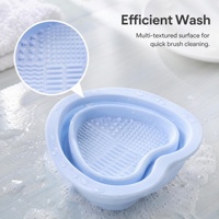 Bol de nettoyage pliable en silicone en forme de cœur pour pinceaux de maquillage, outil de lavage de beauté portable pour voyage, vente en gros d'usine