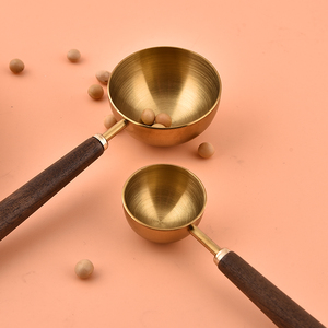 Cuillère à <span class=keywords><strong>café</strong></span> en <span class=keywords><strong>or</strong></span> HYJ avec manche en bois, cuillère doseuse pour <span class=keywords><strong>café</strong></span> <span class=keywords><strong>moulu</strong></span>, thé en feuilles et grains - Product Image 3