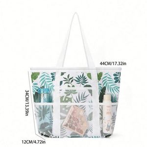 Bolsas de Compras de Malla Azul con Logotipo Personalizado Impreso al por Mayor, Bolsas de Playa de Verano de Nailon Negro para Mujer - Product Image 2