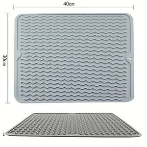 Tapis de séchage de vaisselle en silicone pliable pour évier de cuisine tapis de protection vaisselle de Table tapis de vidange maison anti-moisissure Mat16 pouces X 12 Inc - Product Image 1