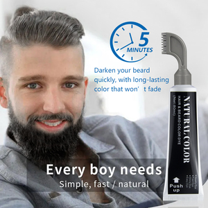 Crème colorante <span class=keywords><strong>pour</strong></span> <span class=keywords><strong>barbe</strong></span> noire 100ml, coloration permanente rapide en 5 minutes, sans ammoniaque, ingrédients biologiques non allergènes - Product Image 2