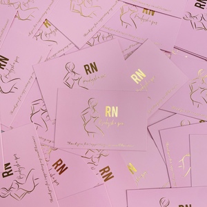 Cartes de visite roses 6,5x10cm pour salon de coiffure, boutique de yoga, cartes de vœux personnalisées avec logo imprimé, cartes de remerciement pour votre soutien - Product Image 5