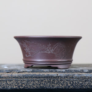 Maceta de Bonsái de Arcilla Morada Hecha a Mano con Borde Acampanado, Pequeña, Estilo Antiguo, para Escritorio - Product Image 2