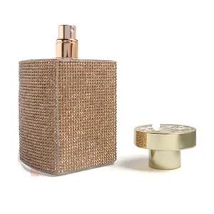 New perfume bottle100ml glass custom-made Middle East style beaded square refillable perfume spray bottle