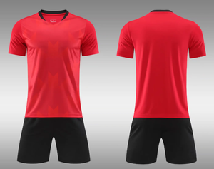 Men's Red Soccer Jersey Set Short Sleeve V-Neck Moisture Wicking <b>Athletic</b> Fit All Seasons Sublimated Print - Product Image 1