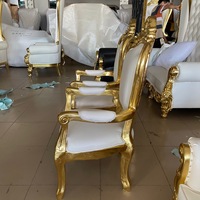 Chaise Trône Classique pour Mariage, Événements Royaux, Mariée et Marié, Cadre en Bois, Chaise Trône de Luxe pour Roi