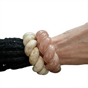 Ensembles de bracelets joncs de luxe en résine torsadés plaqués or, élégants, en acrylique bleu, noir, gris, bijoux de mode unisexe, cadeaux de mariage - Product Image 6