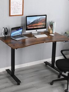 Soporte eléctrico para sentarse, escritorio para juegos, escritorio de pie, mesa de ordenador de oficina, escritorio ajustable, diseño colorblock blanco - Product Image 5
