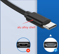 Kabel Data pengisi daya ponsel, USB Tipe C 1M 3A nilon kepang cepat