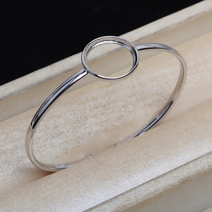 Brazalete de Plata de Ley S925 Wenchi con Base Plana, Accesorio para Perlas de 15 mm, Bandeja Vacía para DIY, 5264, Pulseras y Brazaletes de Perlas, China - Product Image 2