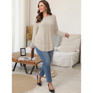 เสื้อสเวตเตอร์แขนยาวทรงหลวม คอกลม สำหรับผู้หญิง ยี่ห้อ FOXA เนื้อผ้าระบายอากาศได้ดี เหมาะสำหรับใส่ลำลอง - Product Image 3