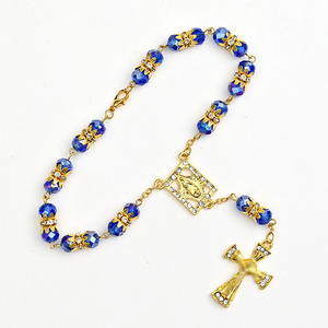 Pulsera <span class=keywords><strong>de</strong></span> <span class=keywords><strong>Rosario</strong></span> Católica, Chapada en Oro, con Cruz <span class=keywords><strong>de</strong></span> Aleación, <span class=keywords><strong>Virgen</strong></span> María <span class=keywords><strong>de</strong></span> Guadalupe, Colgante <span class=keywords><strong>de</strong></span> Cristal, Joyería Religiosa - Product Image 3