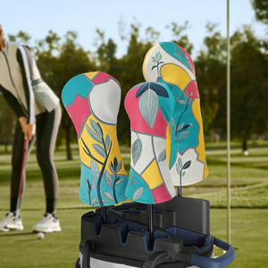 Lot de 3 housses de tête de club de golf en cuir PU brodé, de luxe, pour driver et <span class=keywords><strong>bois</strong></span>, imperméables, fourniture d'usine - Product Image 6