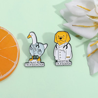 Broches pour cadeaux de mariage pour enfants, épingles en émail créatives, motif dessin animé animal, Docteur Chien, Docteur Canard