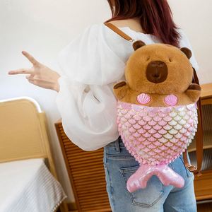 ตุ๊กตาคาปิบาร่านุ่มนิ่มใยฝ้าย PP สำหรับเด็ก (7-14 ปี) กระเป๋าเป้สะพายหลังรูปนางเงือกน่ารัก ตุ๊กตากอดได้ ขายส่ง - Product Image 4